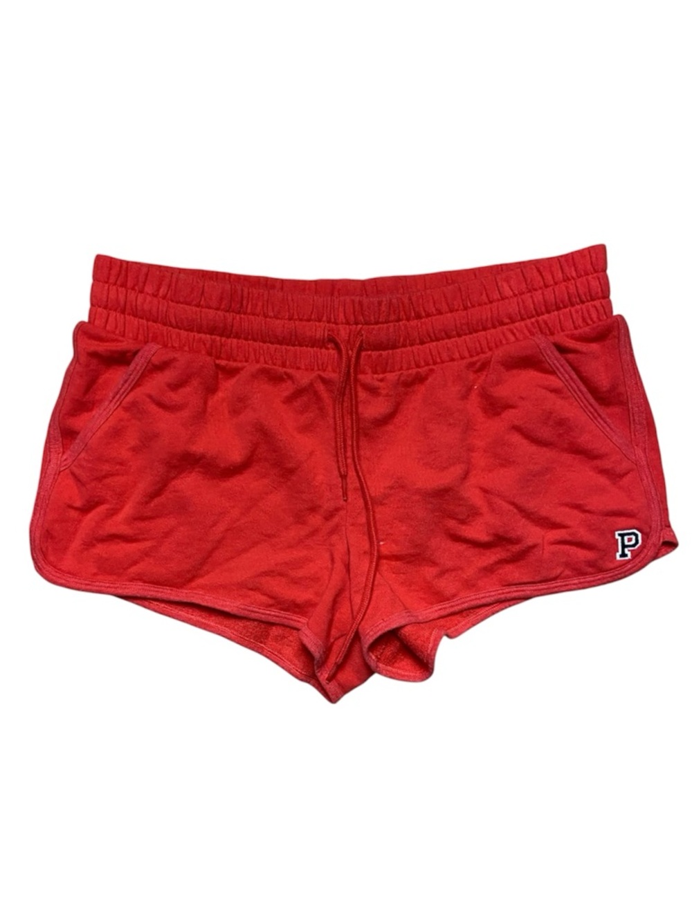 PINK Victorias Secret Red Micro Booty Shorts Womens Large Y2K Athletic Style